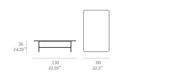 Dimensions - Model C915, Rectangular Coffee Table