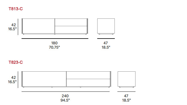 Dimensions â€“ 3-drawer modules
