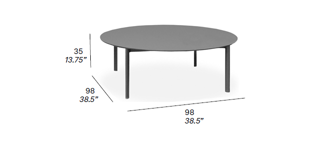 Dimensions â€“ Model C116, Round Coffee Table
