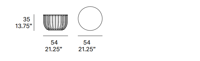 Dimensions -  T558 coffee table  54 cm (21.25â€) diam.