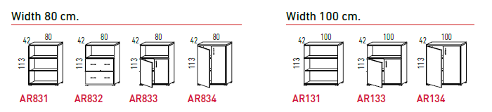 Storage Units 113cm H. - Dimensions