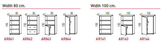 Storage Units 150cm. H. - Dimensions