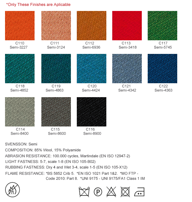 Category C - Fire Retardant Fabric: C110-C122 (Semi by Svensson)