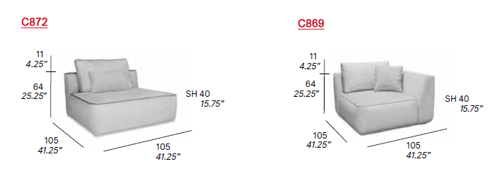 Dimensions - Single Module Models C872 & C869