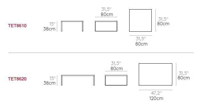 Coffee Tables - Dimensions