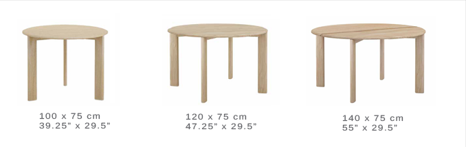 Dimensions - T455 Series, Round Tables