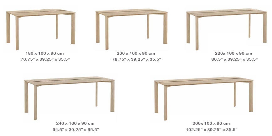 Dimensions - T477 Series, Rectangular Tables