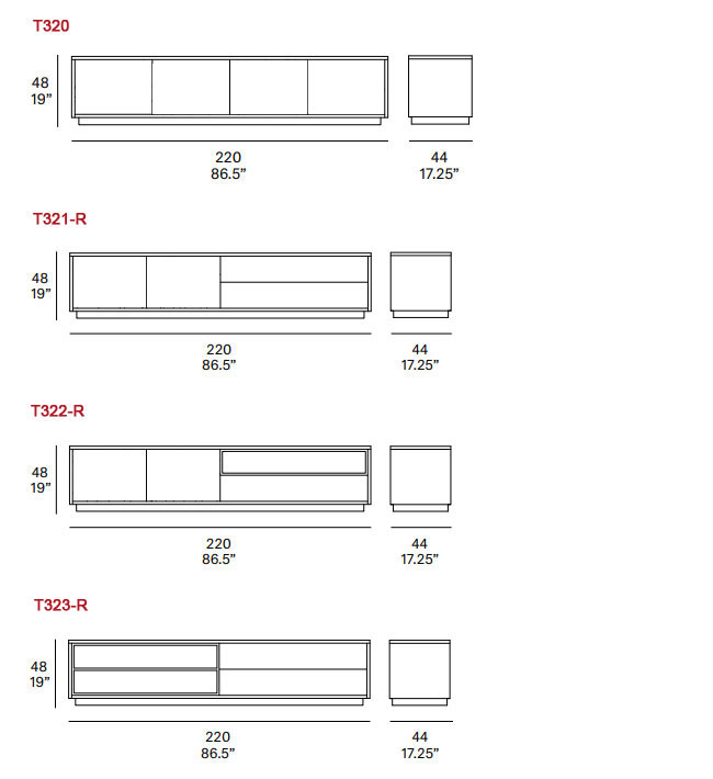 Dimensions â€“ TV Cabinet Modules