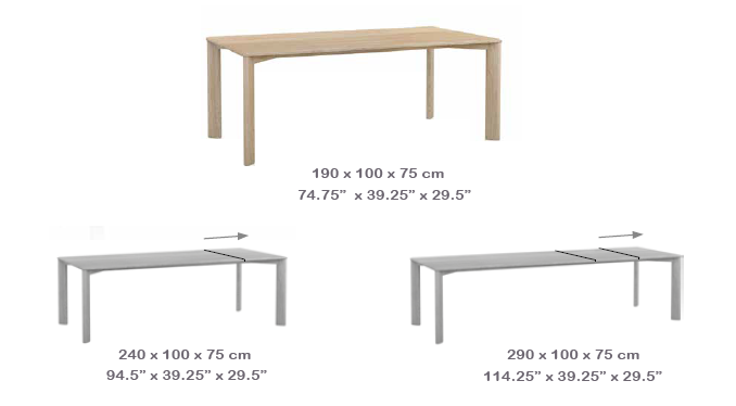 Dimensions - T460 Series, Rectangular Tables