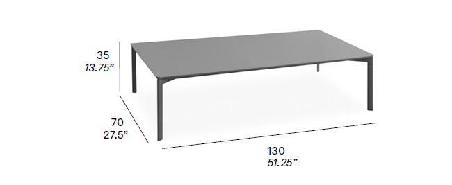 Dimensions â€“ Model C112, Rectangular Coffee Table