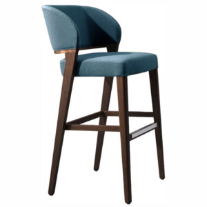 TIME-SG - Time Bar Stool with Fully Upholstered Seat and Back; Beechwood Base.